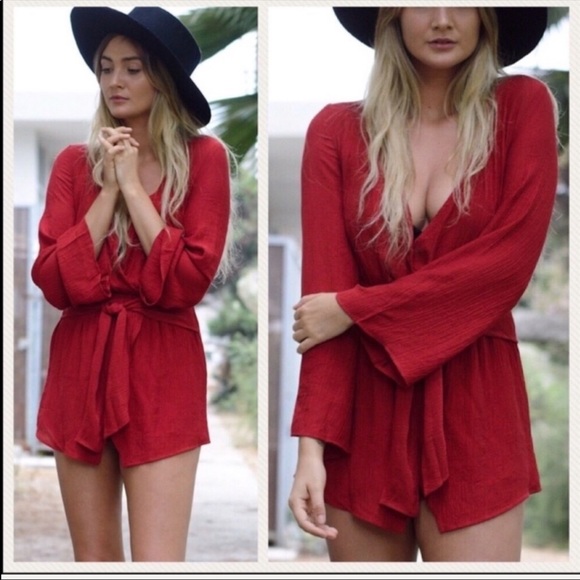 Ravens Red V Neck Romper - Picture 3 of 7